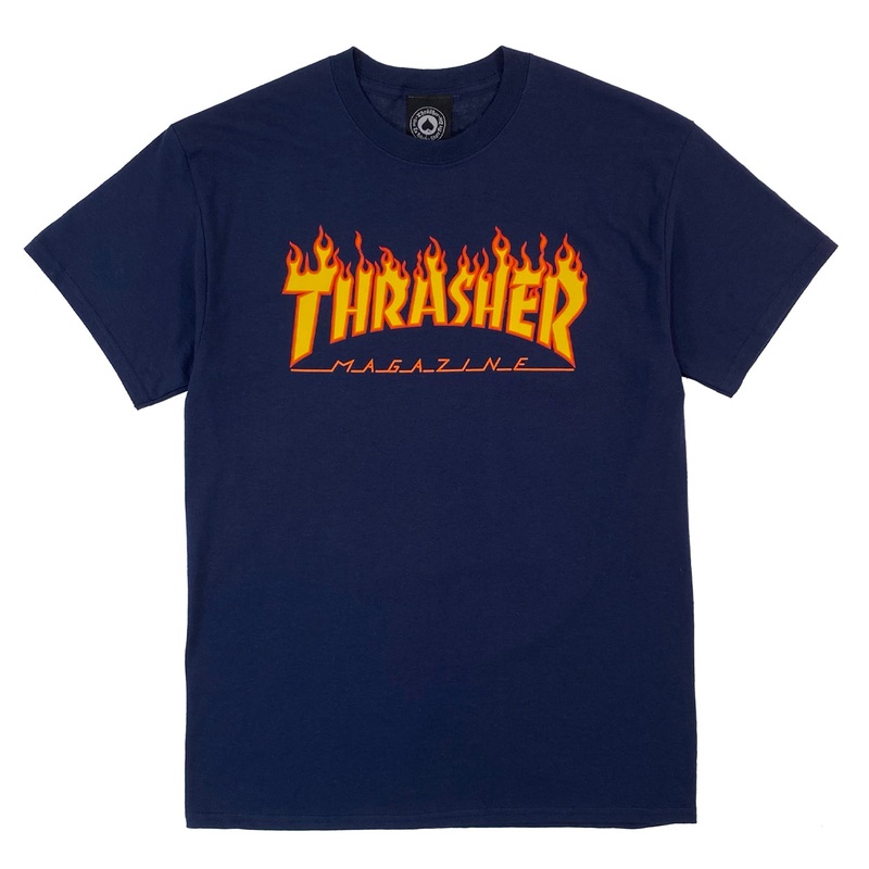 Thrasher Flame Logo T Shirt – Navy S