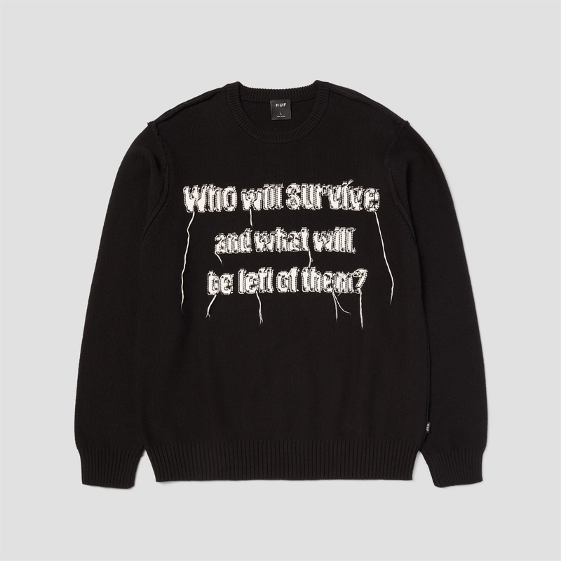 HUF x Texas Chainsaw Massacre Survive Cable Knit Crew Black Small