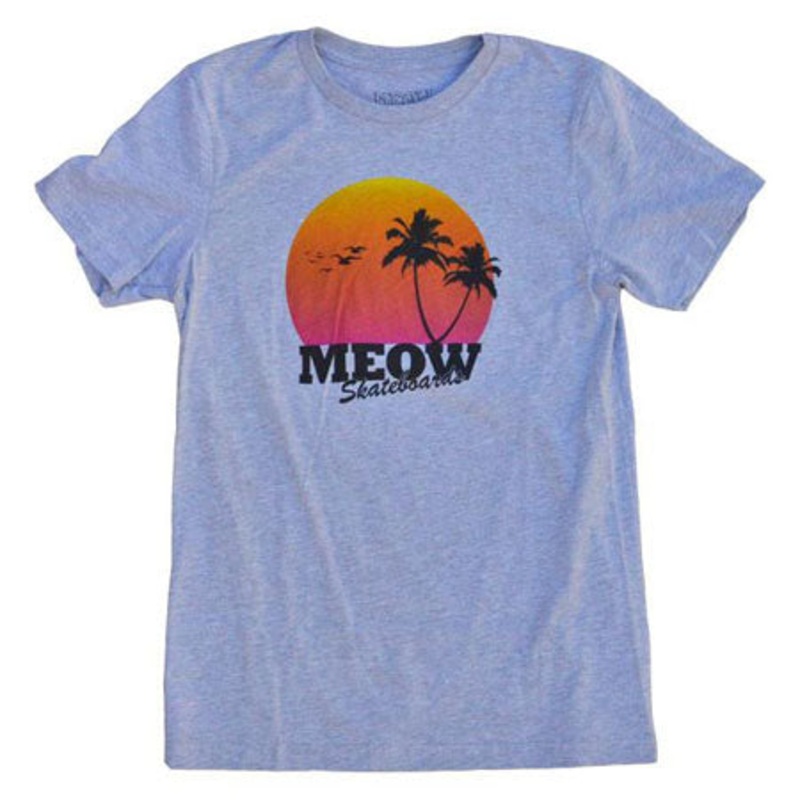 Meow Skateboards Paradise T Shirt Heather Grey Extra Large