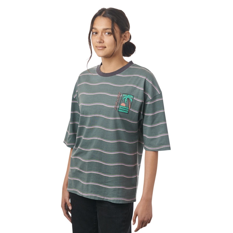 Paradise Break Womens Santa Cruz Ringer T-Shirt Faded Black XS