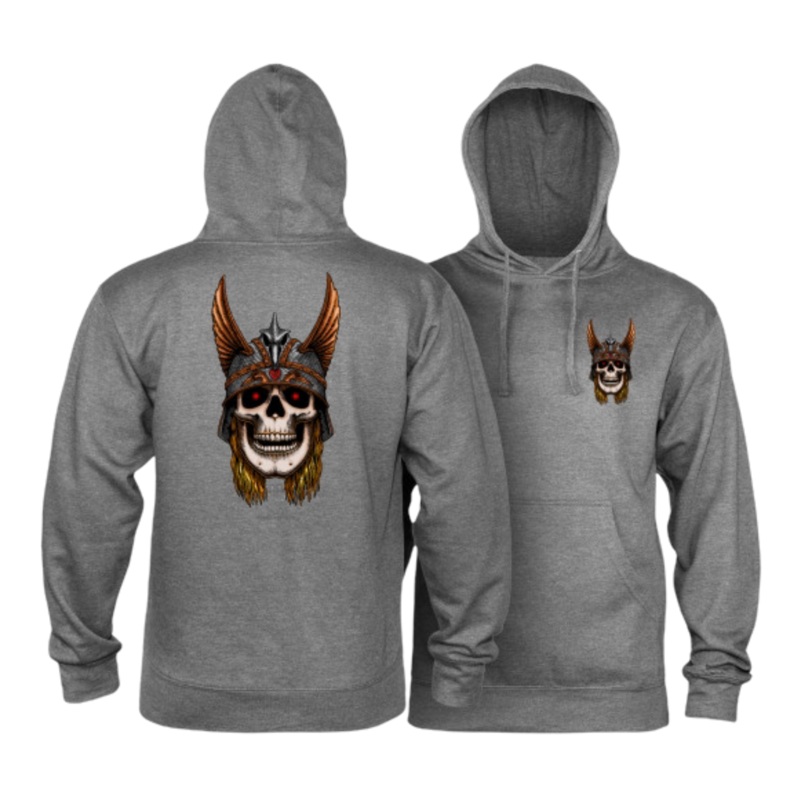 Powell Peralta Andy Anderson Skull Hooded Sweatshirt Mid Weight Gunmetal Heather S