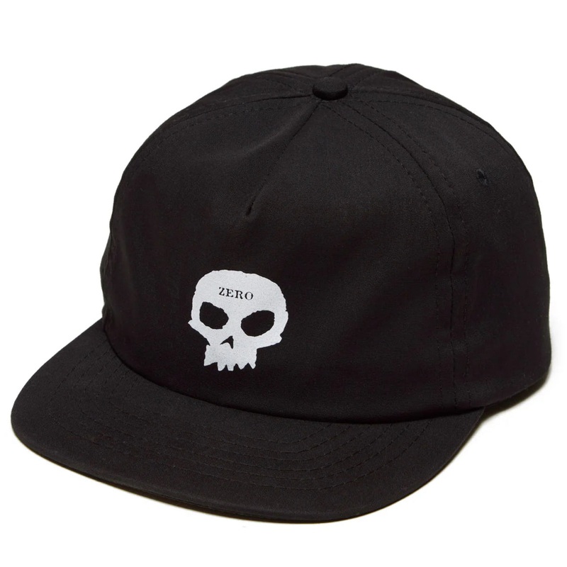 Zero Single Skull Snapback Hat – Black Black
