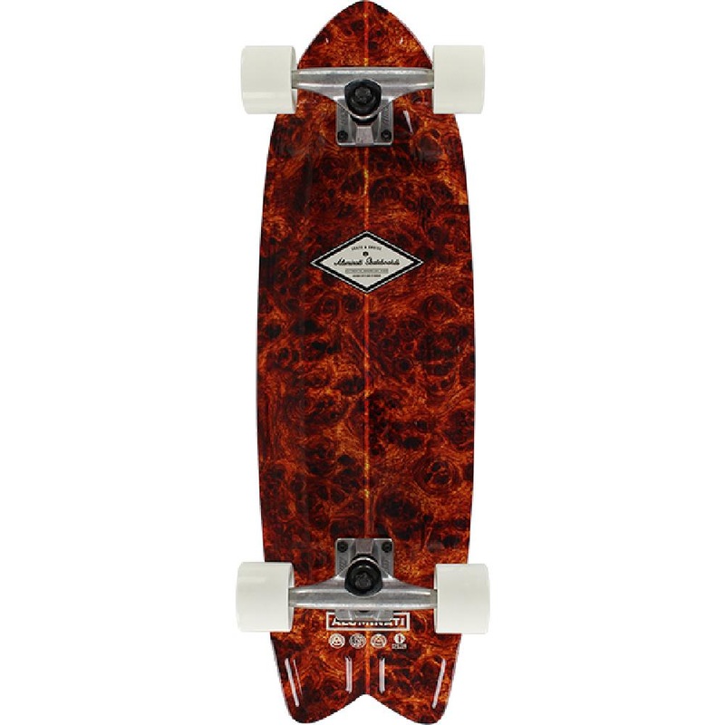 Aluminati Burl Wood Fishtail 28 inch Cruiser Complete Complete