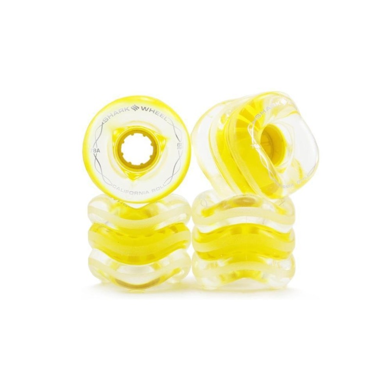 Shark Wheels ClearWithYellowHubCaliforniaRoll 60mm 78a