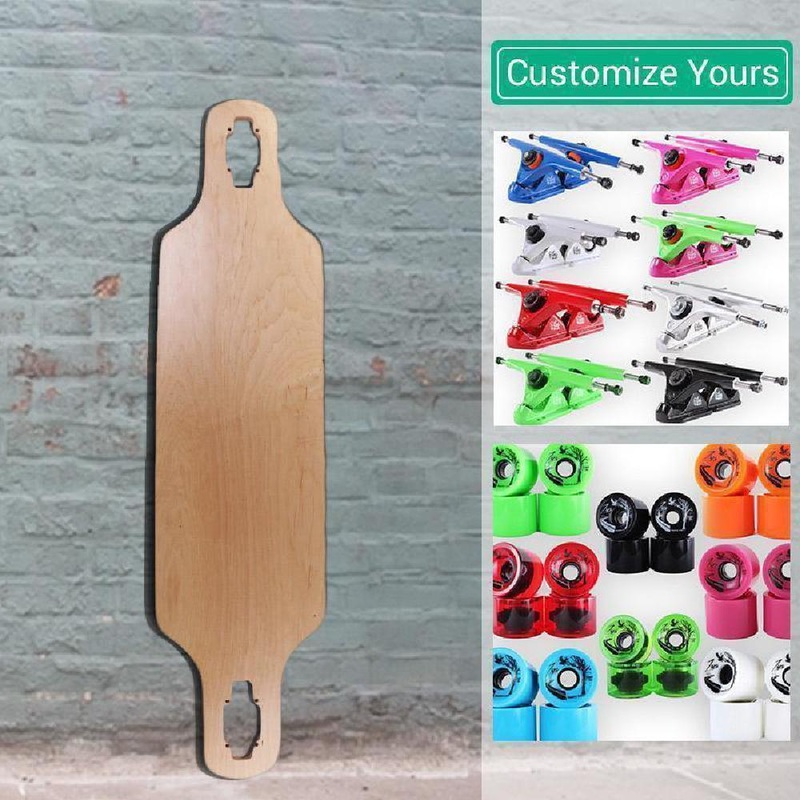 Custom Natural Blank DT 39″ Longboard Green Blue