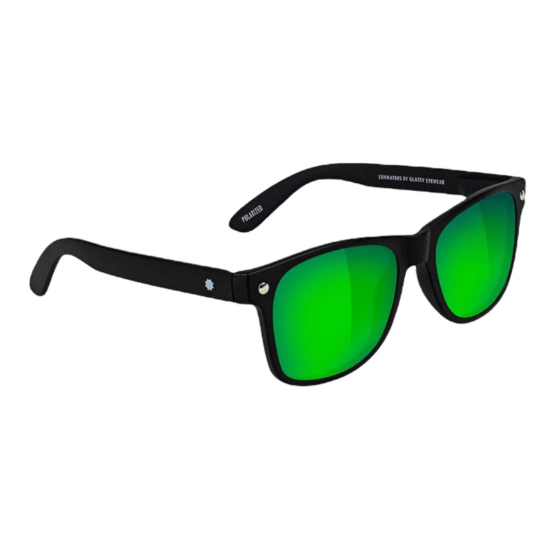 Glassy Leonard Polarized – Matte Black/Green Mirror OS