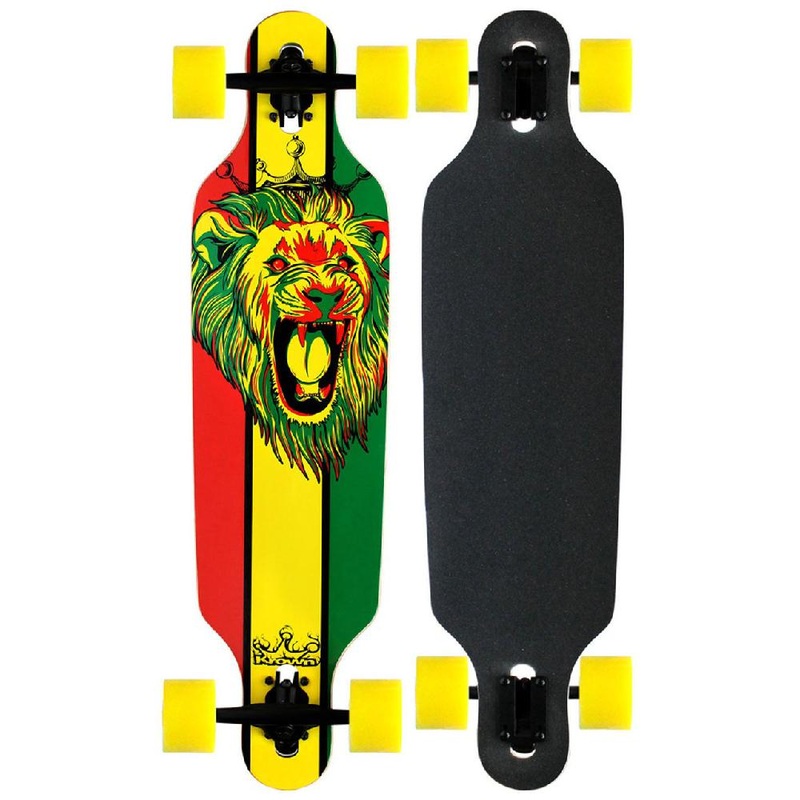 Krown Elite Rasta Lion Yellow 36″ Drop Through Longboard Complete