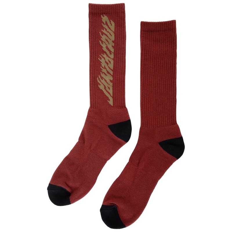 Solid Flame Strip Mens Santa Cruz Socks Maroon 9-11 1 Pair