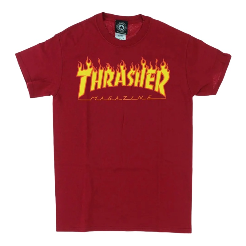 THRASHER FLAME T SHIRT CARDINAL S