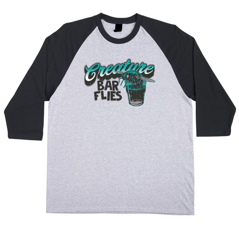 Barfly 3/4 Sleeve Mens Creature T-Shirt Sport Grey/Black S