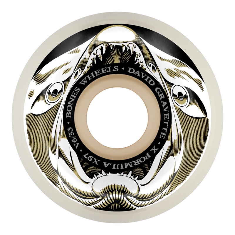 Bones Wheels Gravette Salmon ILLA V6 Widecut X-Formula 97A Wheels White 53mm