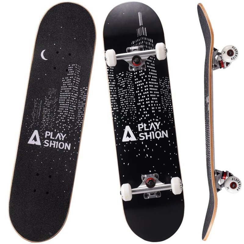 Playshion City Lights 31 Inch Trick Skateboard for Kids Complete