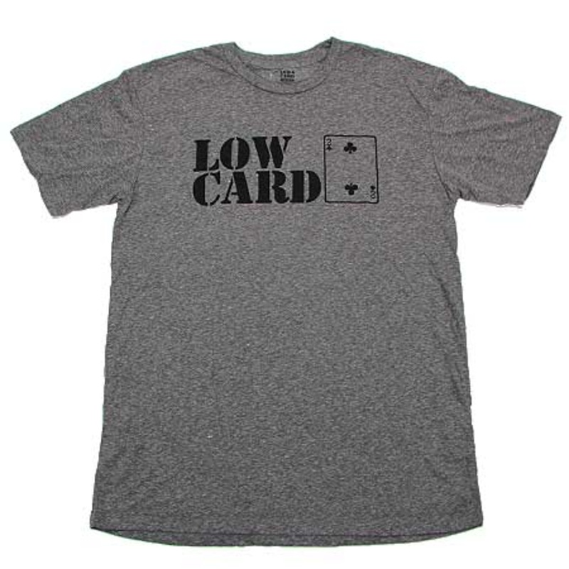 Lowcard Magazine Stacked Logo Tri-Blend T Shirt Heather Grey Extra Large