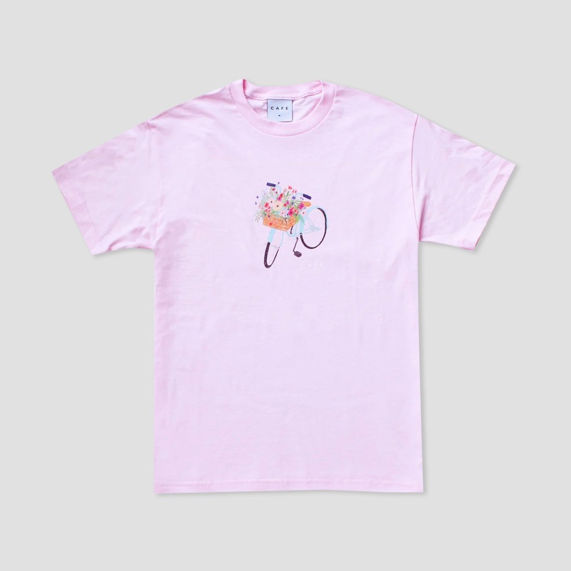 Skateboard Cafe Flower Basket T-Shirt Light Pink Small