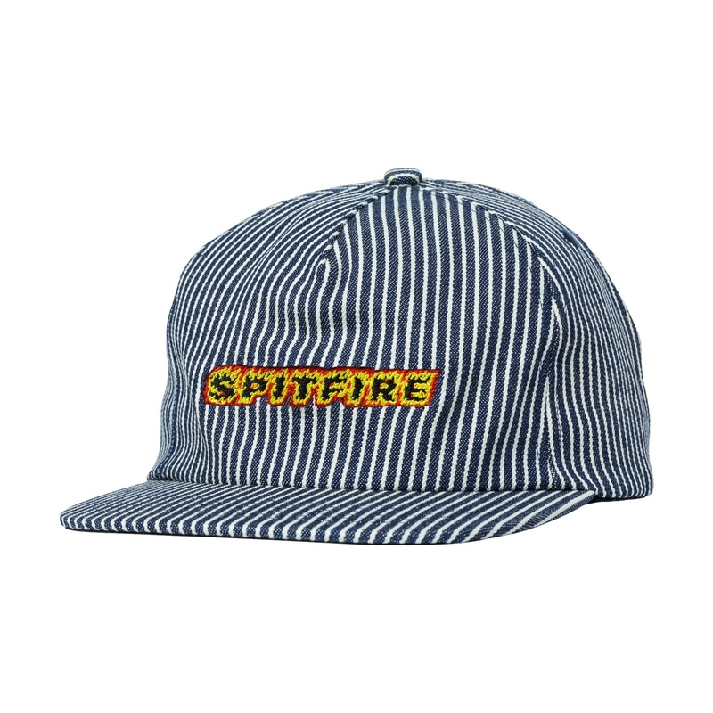 Spitfire Adj. Flames Script Strapback Hat Lt. Blue Stripe