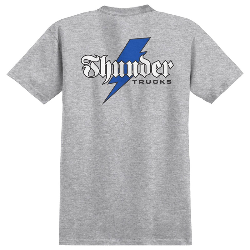 Thunder Bolt Script Pocket T Shirt Heather Grey Medium