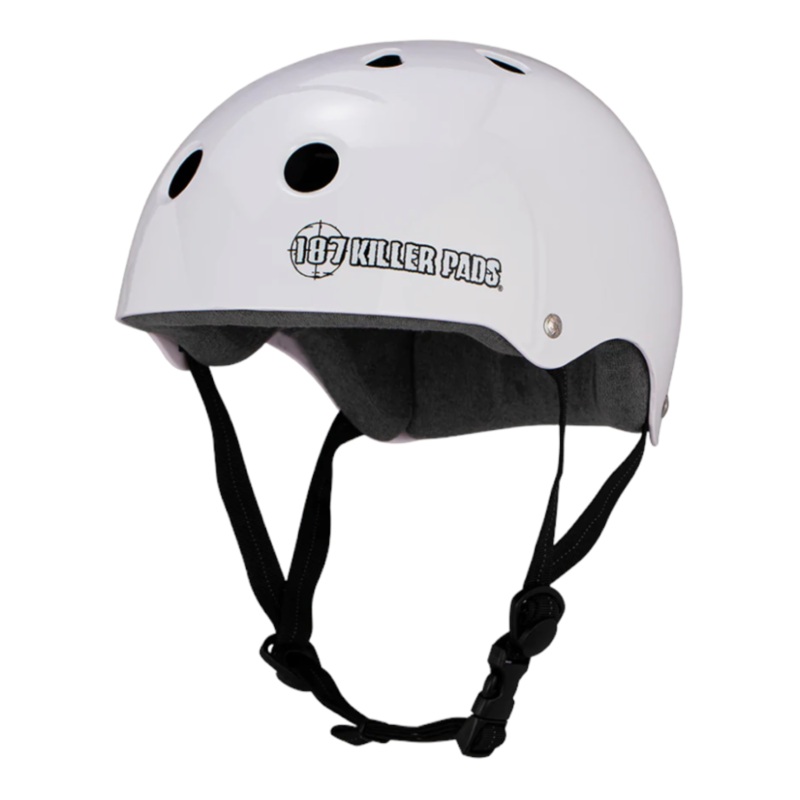 187 KILLER PADS PRO SKATE HELMET W/ SWEATSAVER LINER WHITE GLOSS S