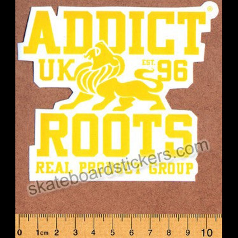 Addict Skateboard Sticker – Roots Yellow