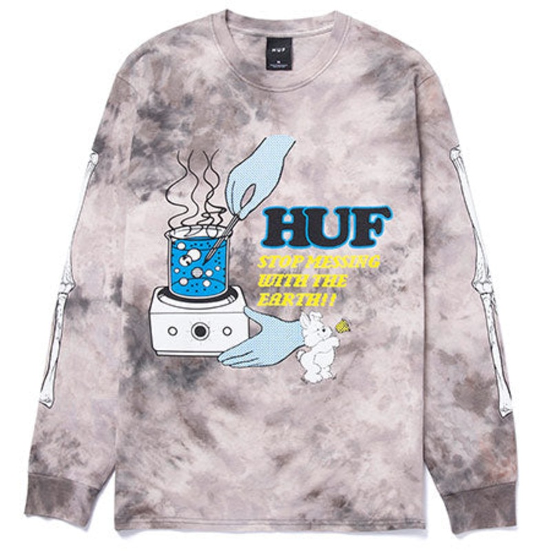 HUF Mess Tie Dye Long Sleeve T Shirt Black Small