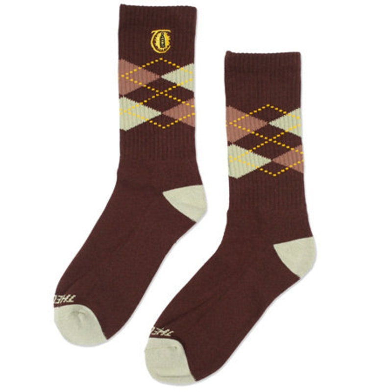 Theories Lantern Argyle Crew Socks Brown One size fits all