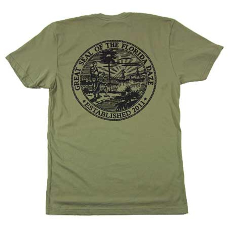 Florida Daze Great Seal T Shirt Olive Large