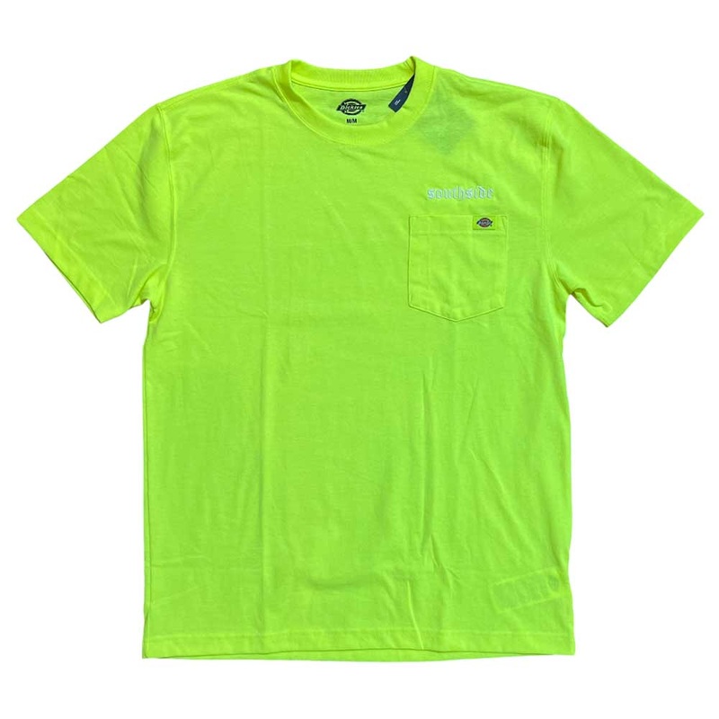 Old English High Viz Yellow Southside x Dickies Skateboarding Tee Embroidered SM