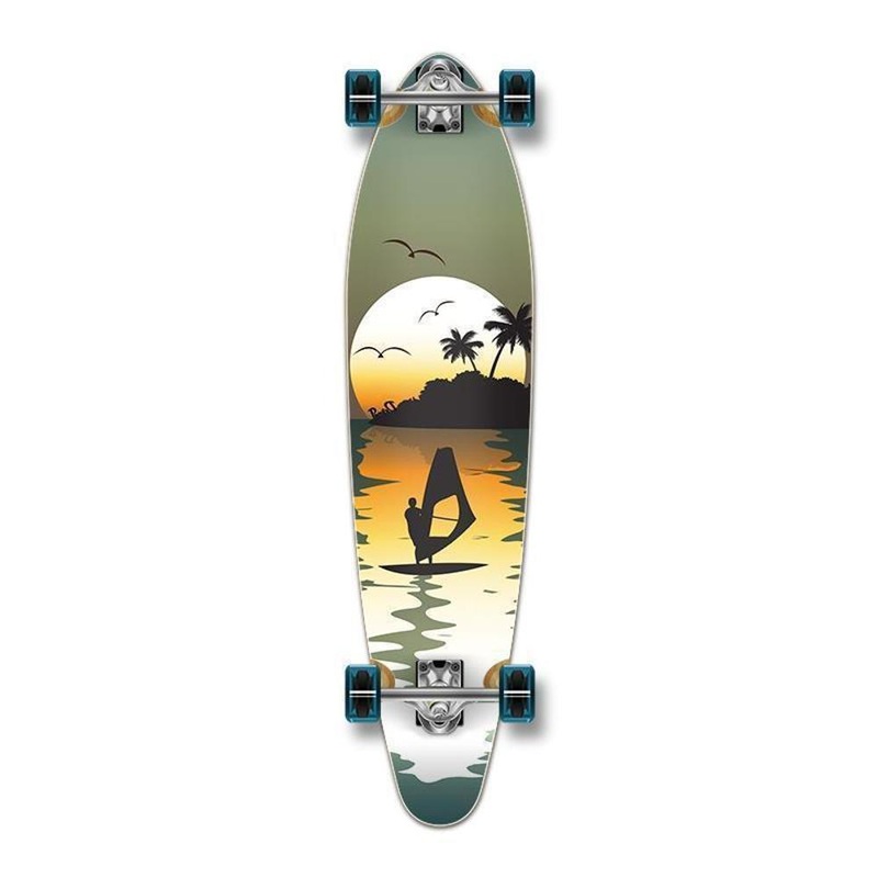 Punked Surfer Sunset Beach Green Kicktail 40 inches Longboard Complete