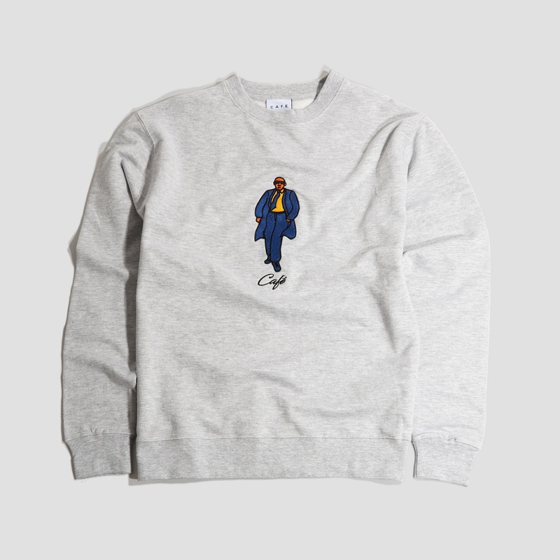 Skateboard Cafe Suited Embroidered Crew Heather Grey Small