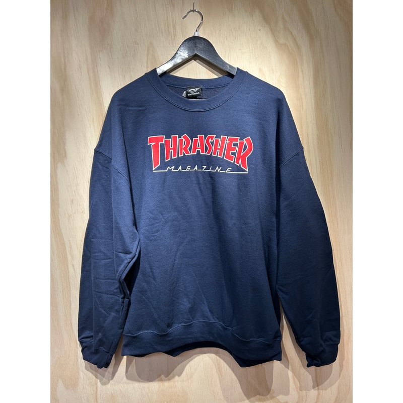 THRASHER Outlined Crewneck Navy/Blue S