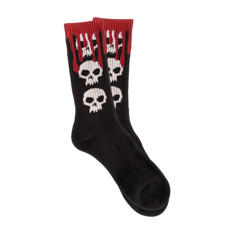 3 Skull Blood Socks (Black) Black