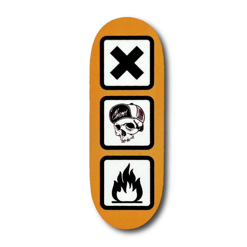 Chems Orange Warning Fingerboard Deck 29mm Mid-Pro Popsicle