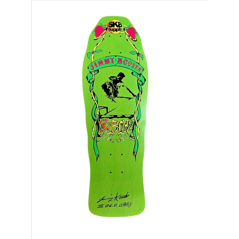 (Signed) GLOW IN DARK SK8supply Jimmy Acosta Skateboard Deck – GREEN