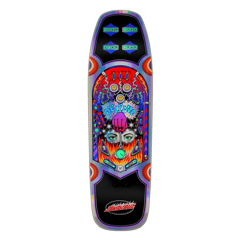 9.14in Delfino Pinball Santa Cruz Shaped Skateboard Deck No Color 9.14in x 31.50in