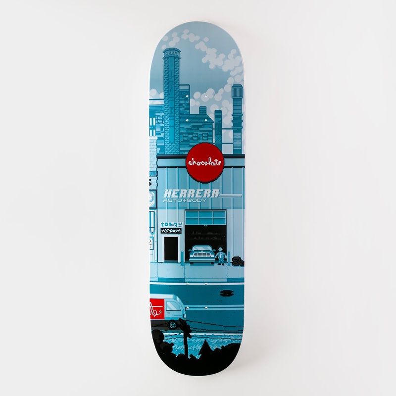 Chocolate 8.5″ Pixel City Erik Herrera Deck – Blue