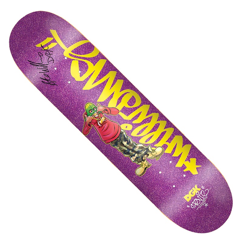 DGK Stevie Williams Cheesin’ Purple Glitter Autographed Deck Purple 8.38 x 32.2 WB:14.5