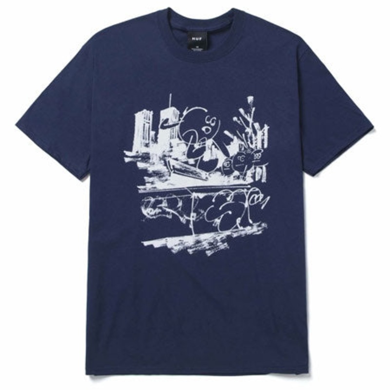 HUF James Jarvis Banks T Shirt Navy Medium