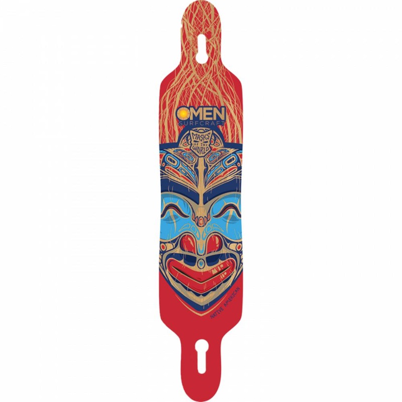 Omen Native American Mask 41.5″ Drop Through with Kicktail Longboard Deck Deck