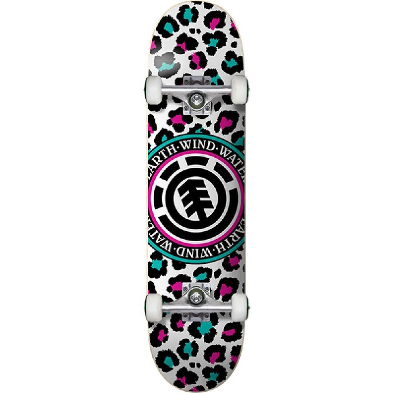 Element Leopard Party White Teal Pink 7.5″ Skateboard Complete