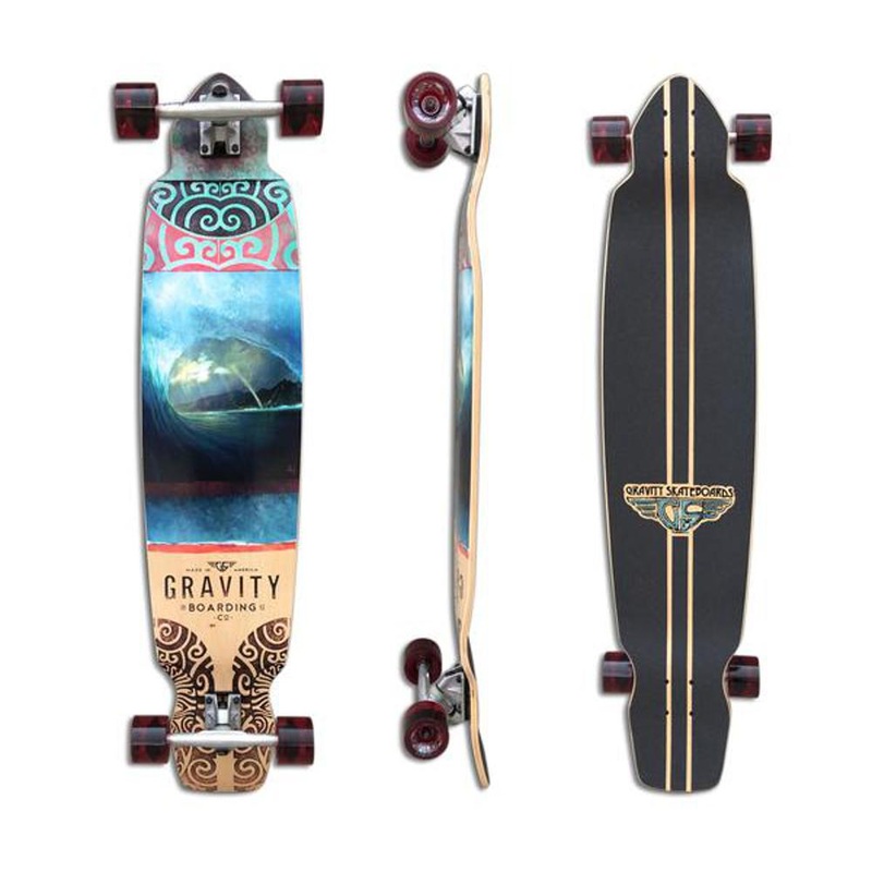Gravity 43″ Rainbow Barrel Kicktail Longboard Complete