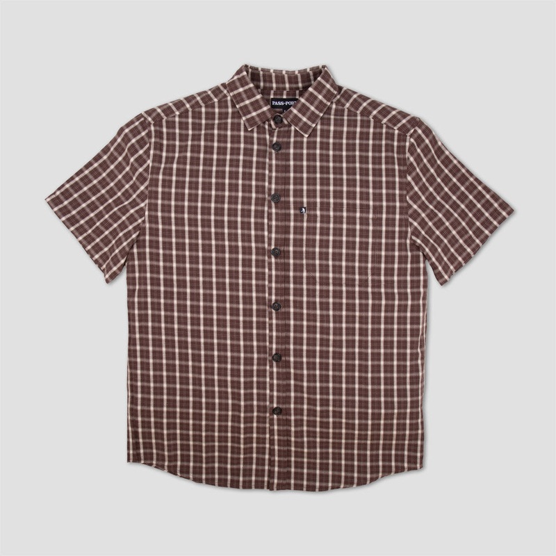 PassPort Workers Check Shortsleeve Shirt Brown Large