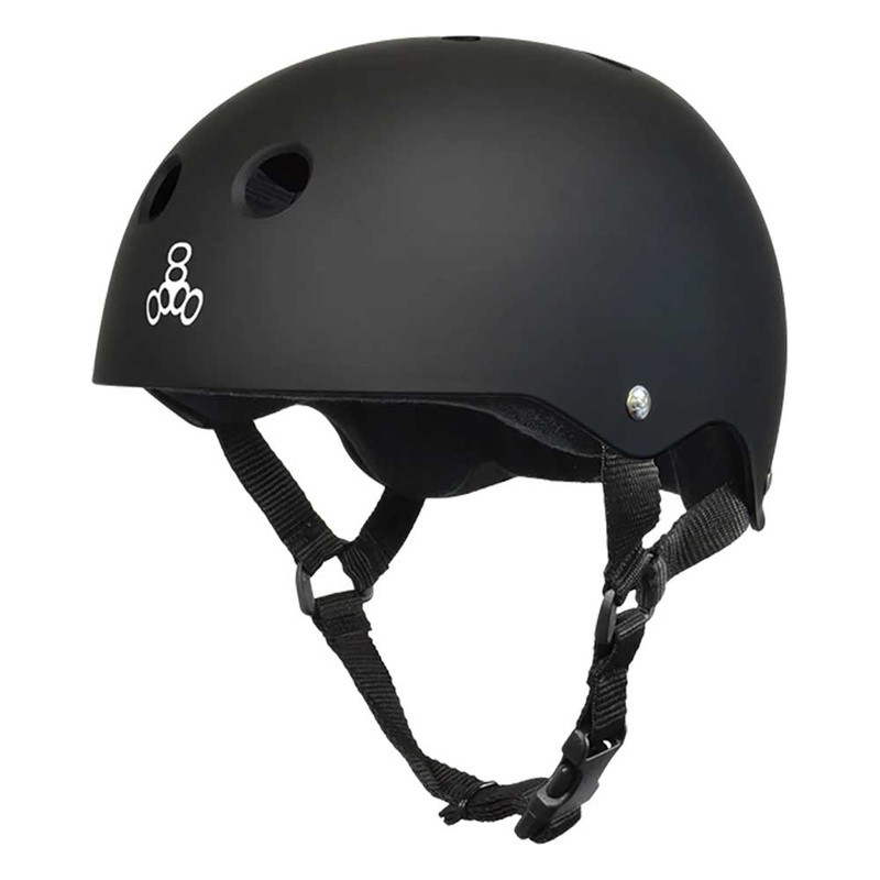 Triple 8 Helmet Sweatsaver Flat Black Rubber White Logo X-Small