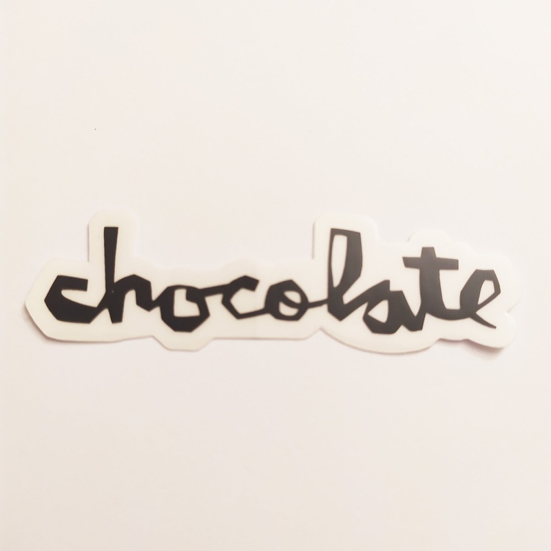 Chocolate Chunk Logo Skateboard Sticker – Black – 8cm across approx