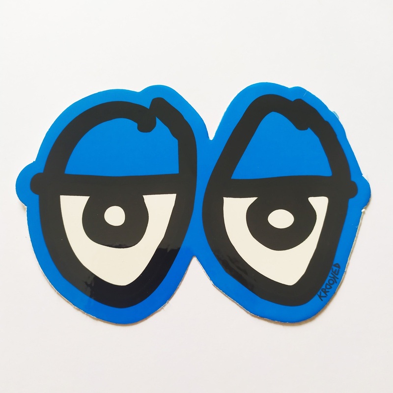 Krooked “Eyes” Skateboard Sticker – Blue, 8.5cm