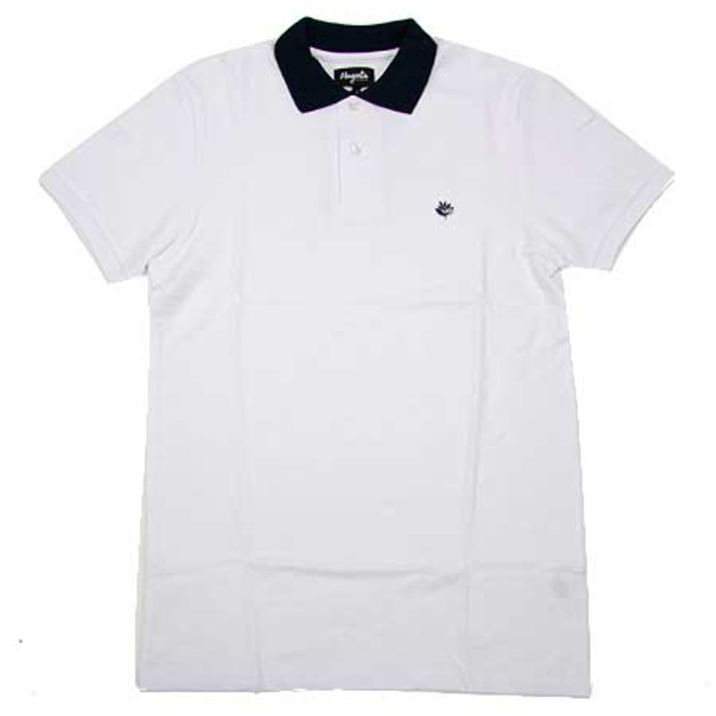 Magenta Short Sleeve Polo Shirt White/ Navy Small