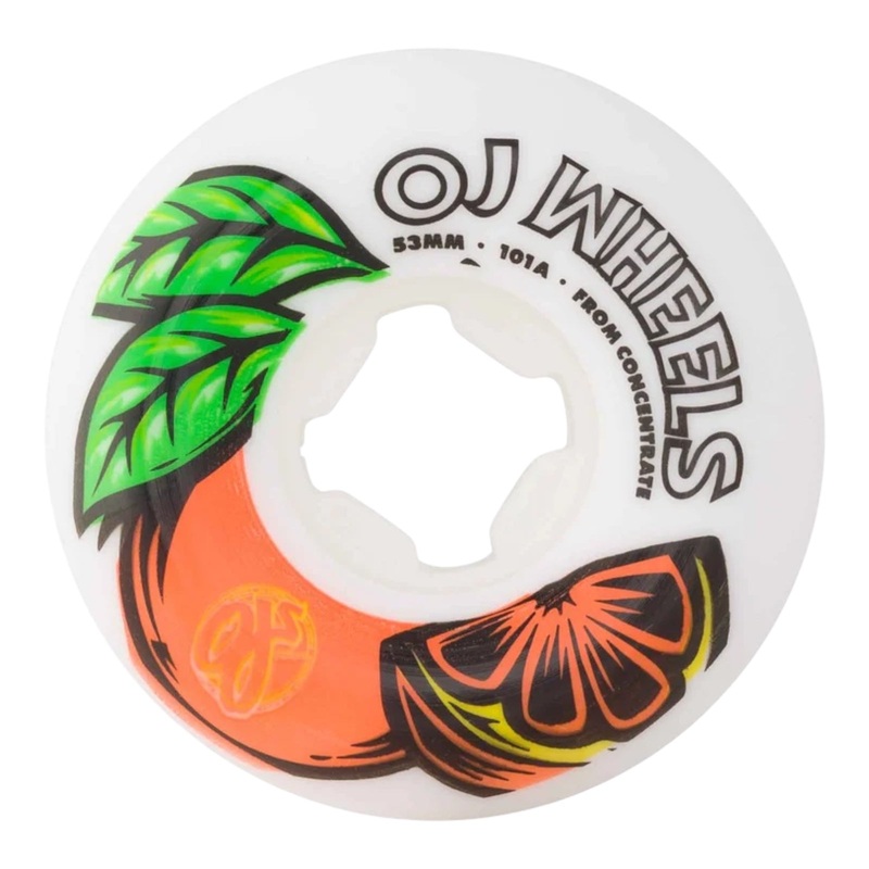OJ From Concentrate White Orange Hardline 101a Skateboard Wheels 53mm 53mm