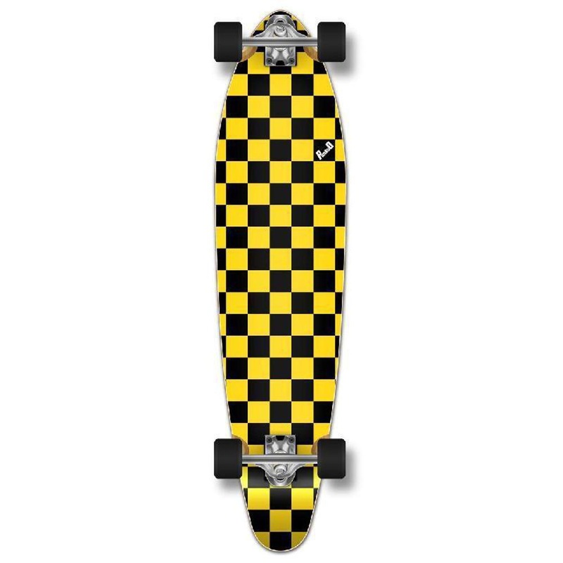 Punked Checkered Yellow Kicktail Longboard Complete