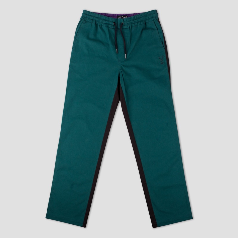 Welcome Dark Wave Split Colour Elastic Pant Black / Dark Teal Small