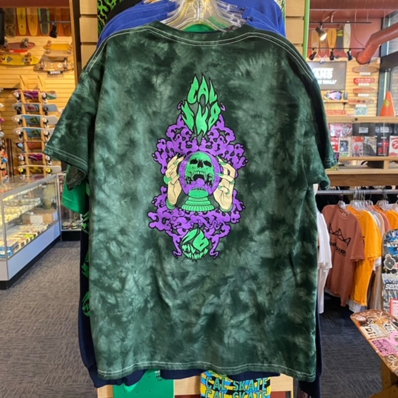 Cal Skate “Crystal Ball- Green and Purple” Green Tie Dye Tee Youth Large