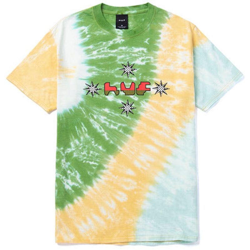 HUF Sure Shot Tie Dye T Shirt Gold Medium