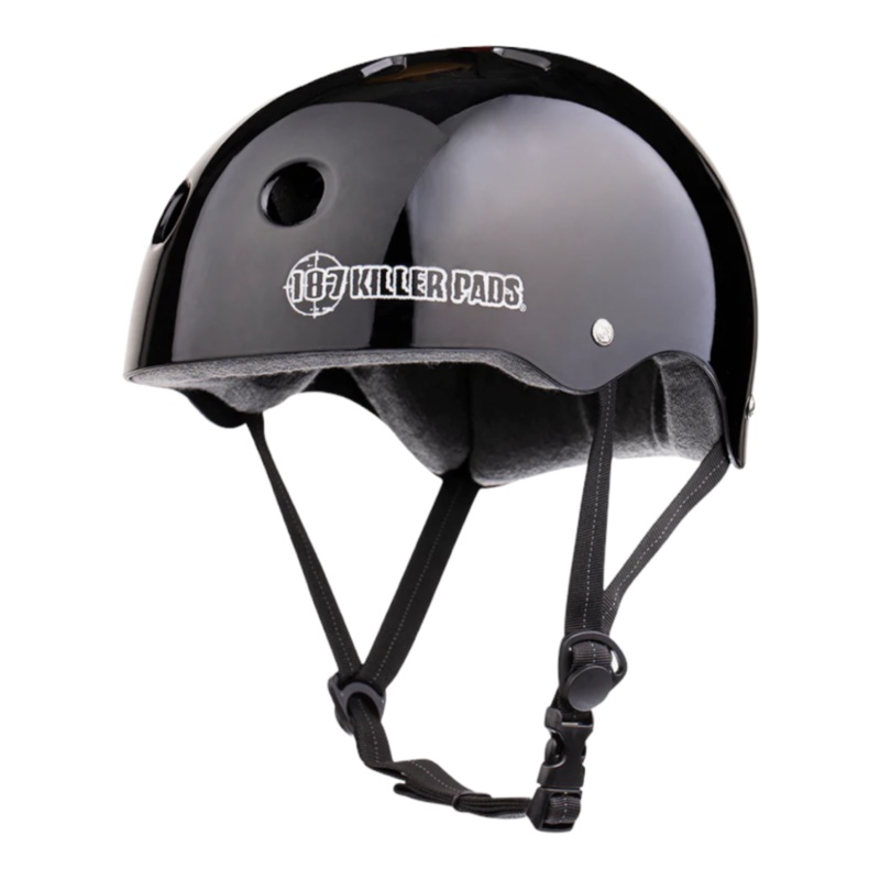 187 KILLER PADS PRO SKATE HELMET W/ SWEATSAVER LINER GLOSS BLACK S